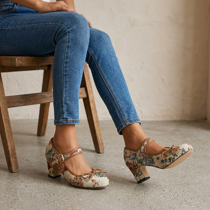 Violetta Floral Mary Jane Heels