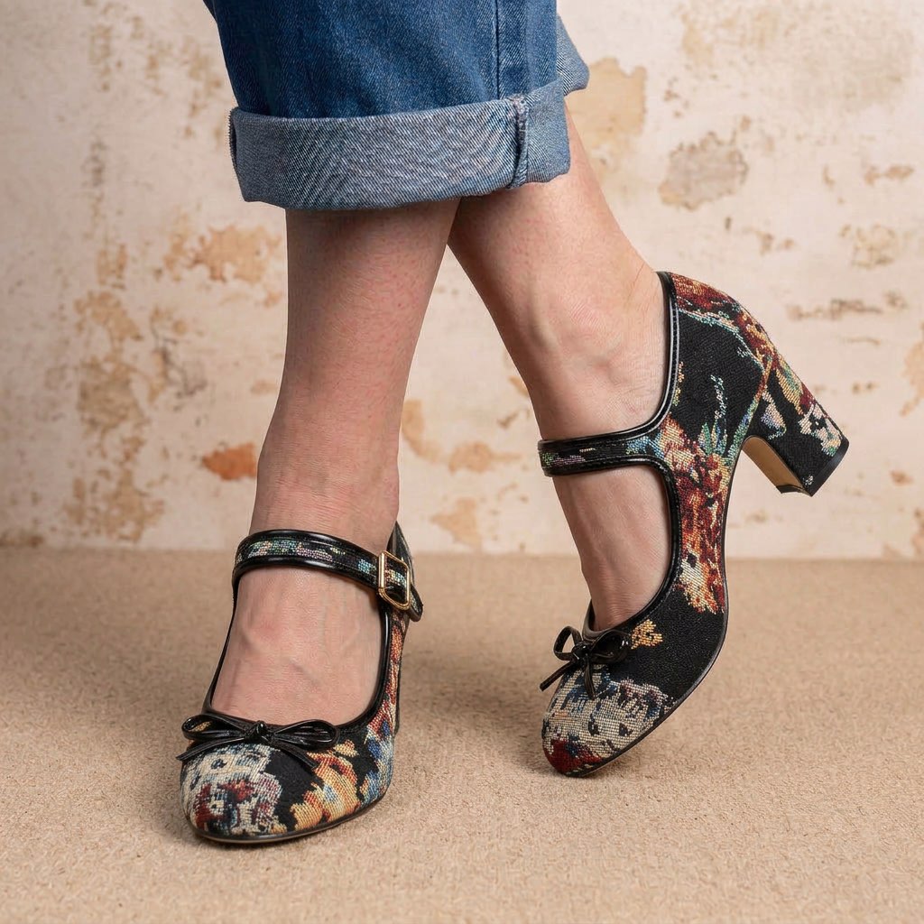 Violetta Floral Mary Jane Heels