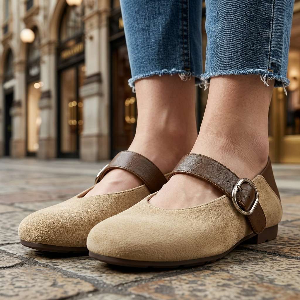 Esther Suede Mary Jane Flats