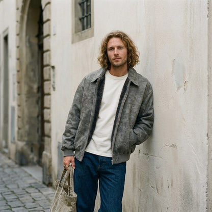 KASA | Relaxed Collared Suede Jacket